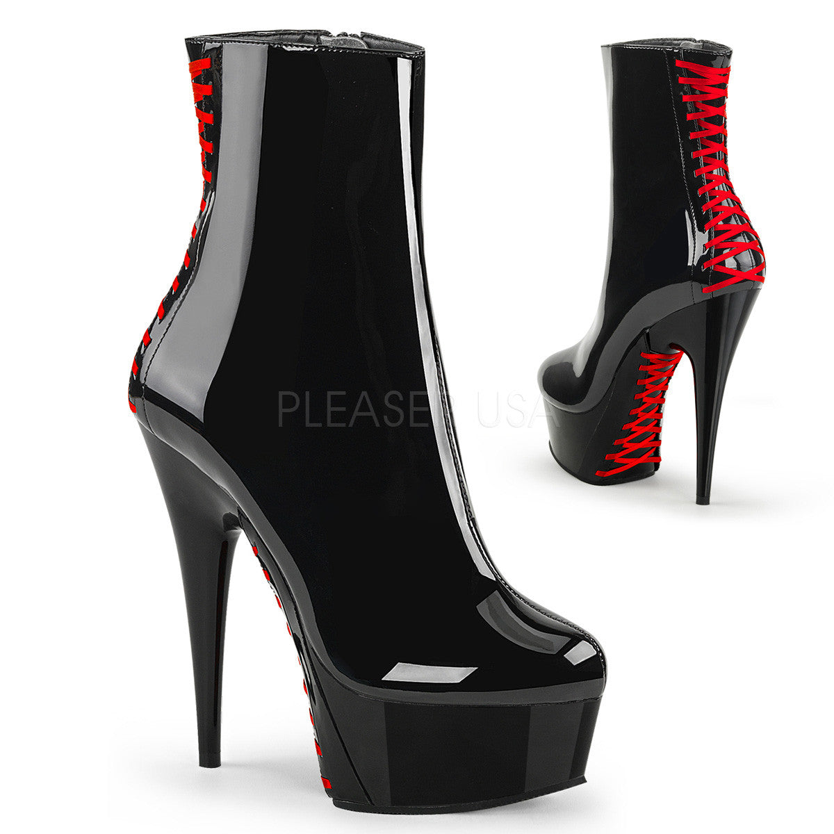 6" Heel DELIGHT-1010 Black Red Exotic Dancing Shoes