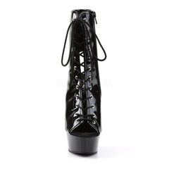 Pleaser DELIGHT-1016 Black Patent Open Toe Ankle Boots
