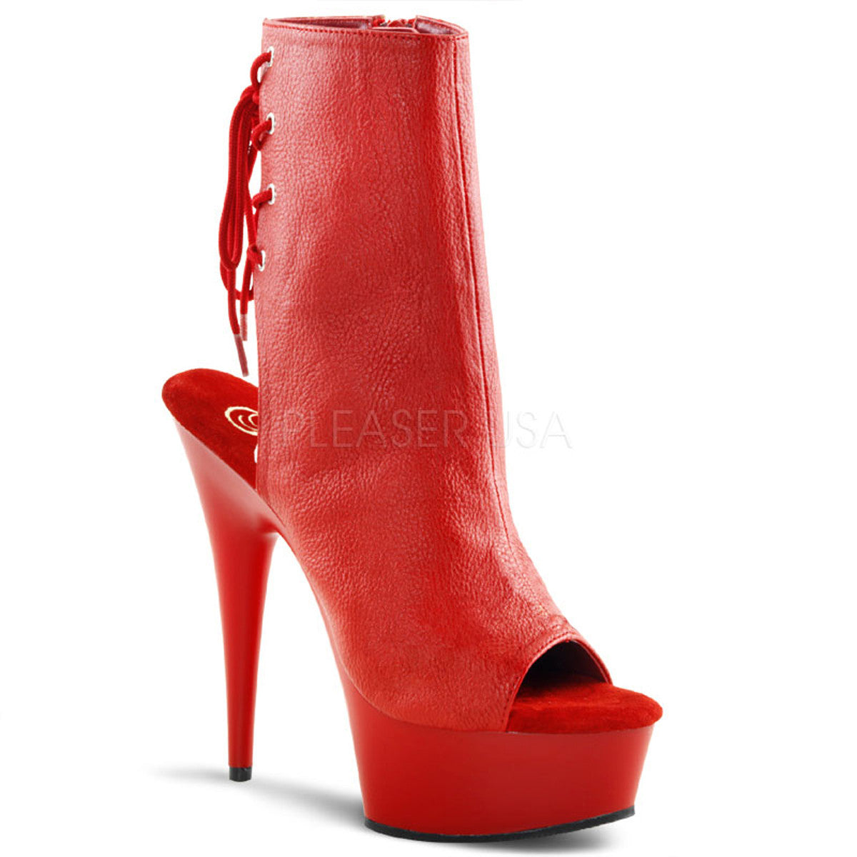PLEASER DELIGHT-1018 Red Pu-Red Ankle Boots - Shoecup.com