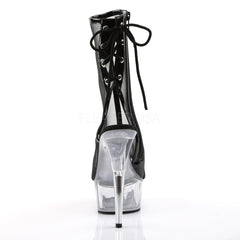 PLEASER DELIGHT-1018MSH Black Pat-Mesh-Clear Ankle Boots