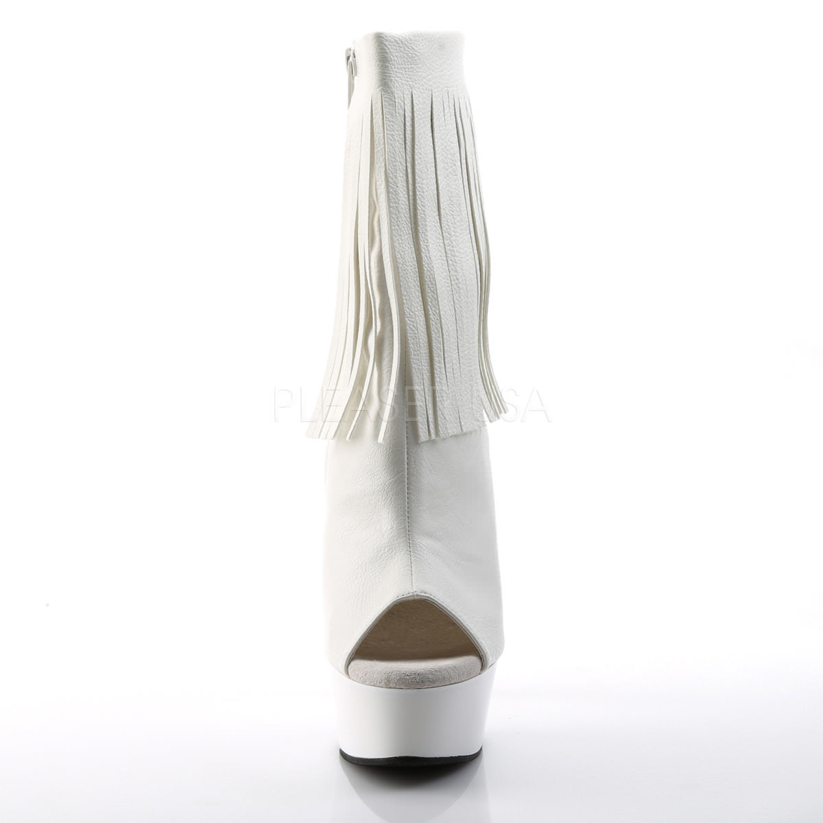 Pleaser DELIGHT-1019 White Pu Open Toe Ankle Boots