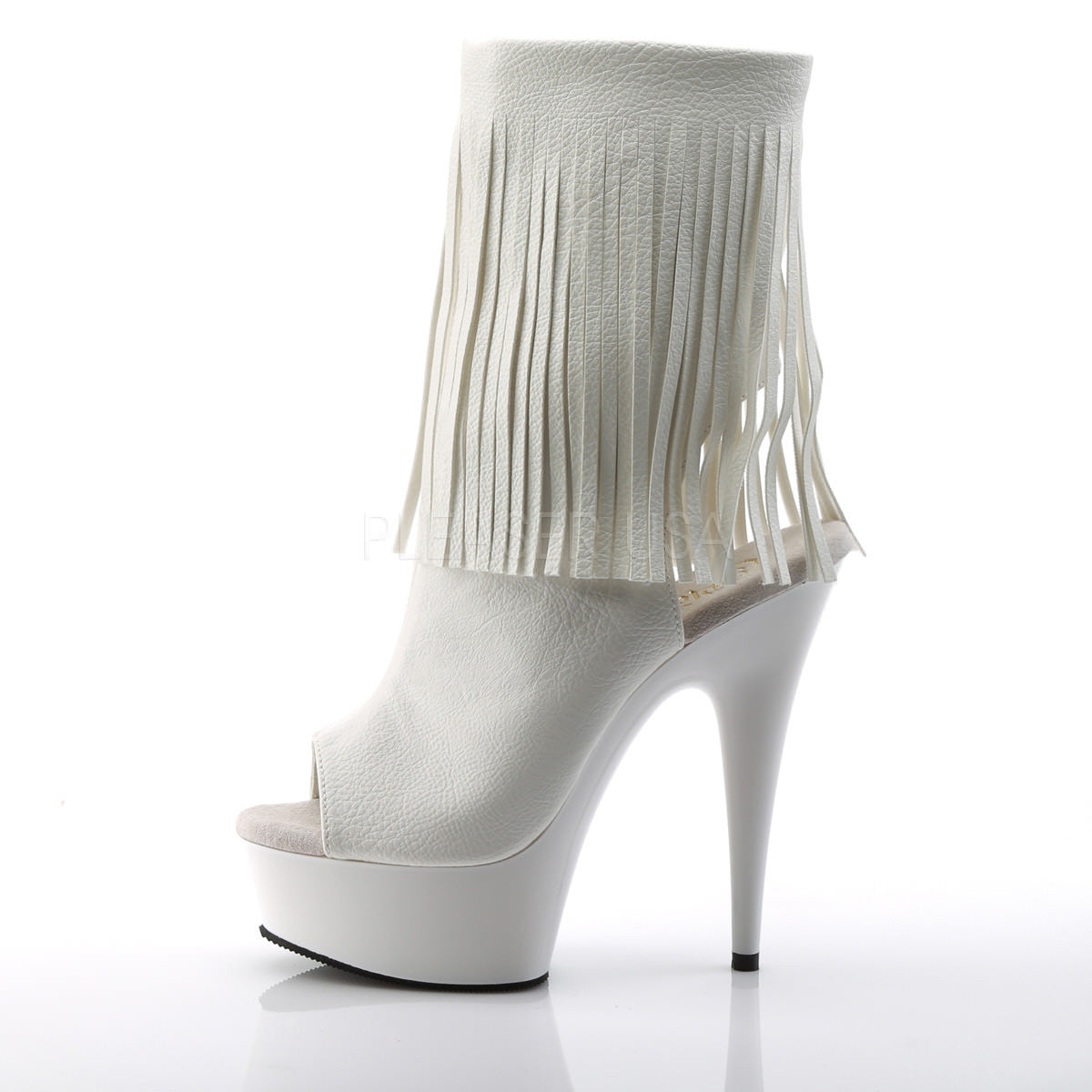 Pleaser DELIGHT-1019 White Pu Open Toe Ankle Boots