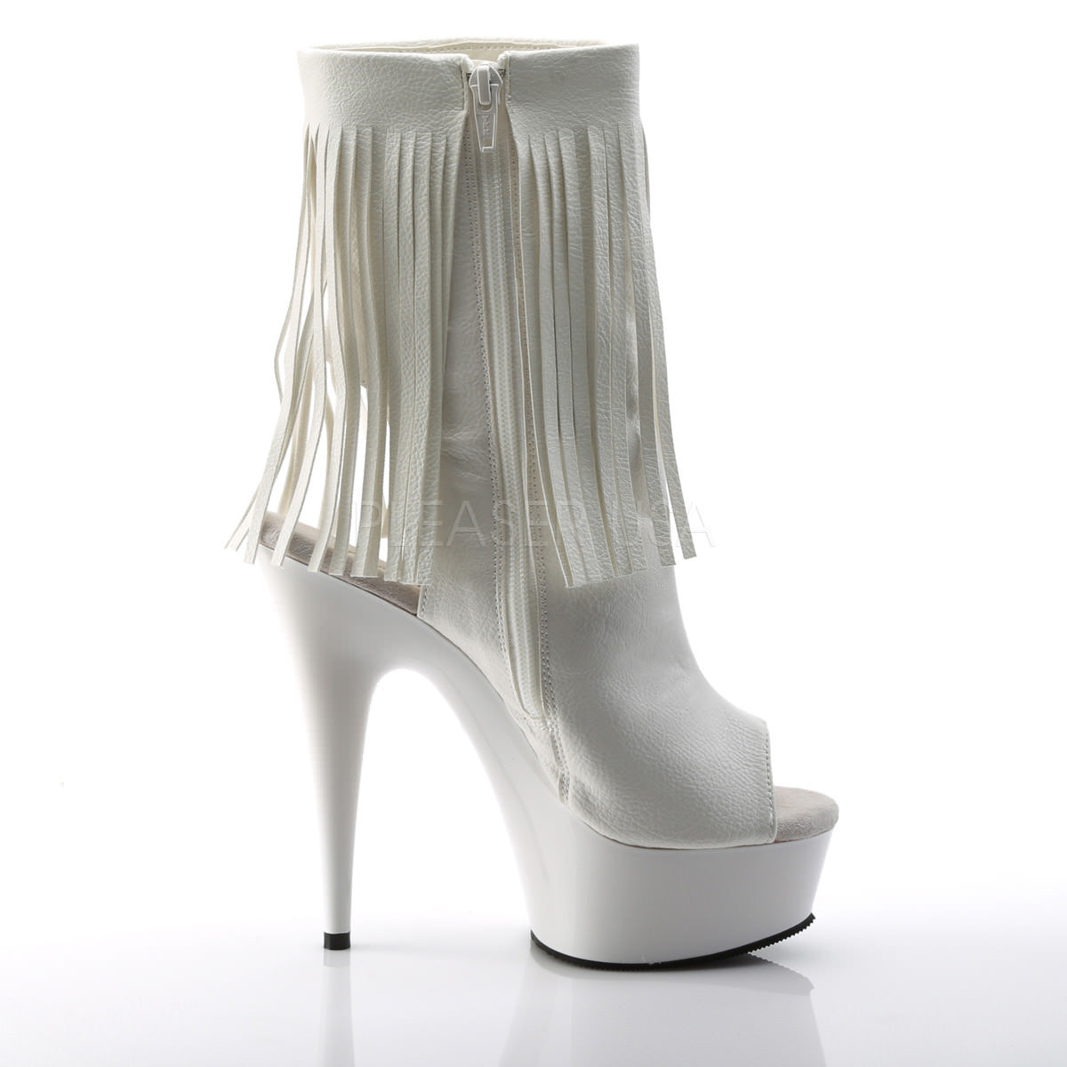 Pleaser DELIGHT-1019 White Pu Open Toe Ankle Boots