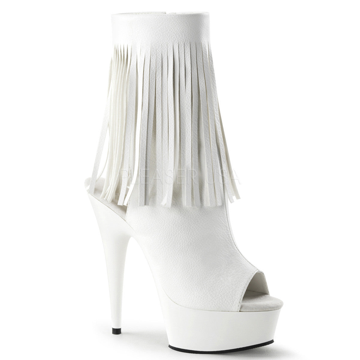 Pleaser DELIGHT-1019 White Pu Open Toe Ankle Boots - Shoecup.com