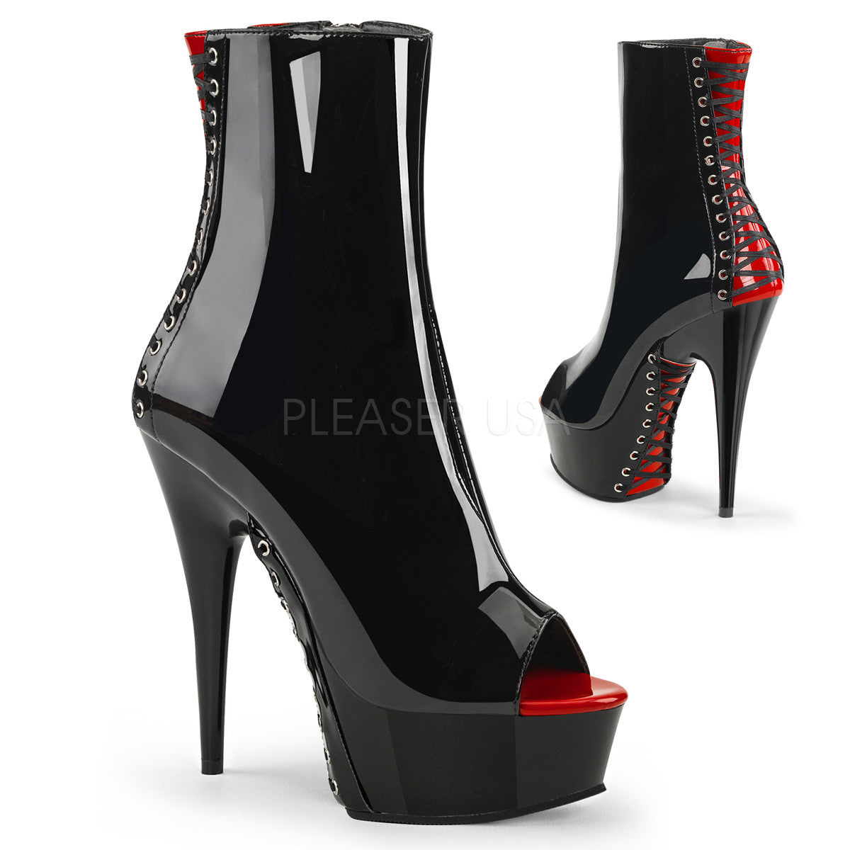 6" Heel DELIGHT-1025 Black Red Exotic Dancing Shoes