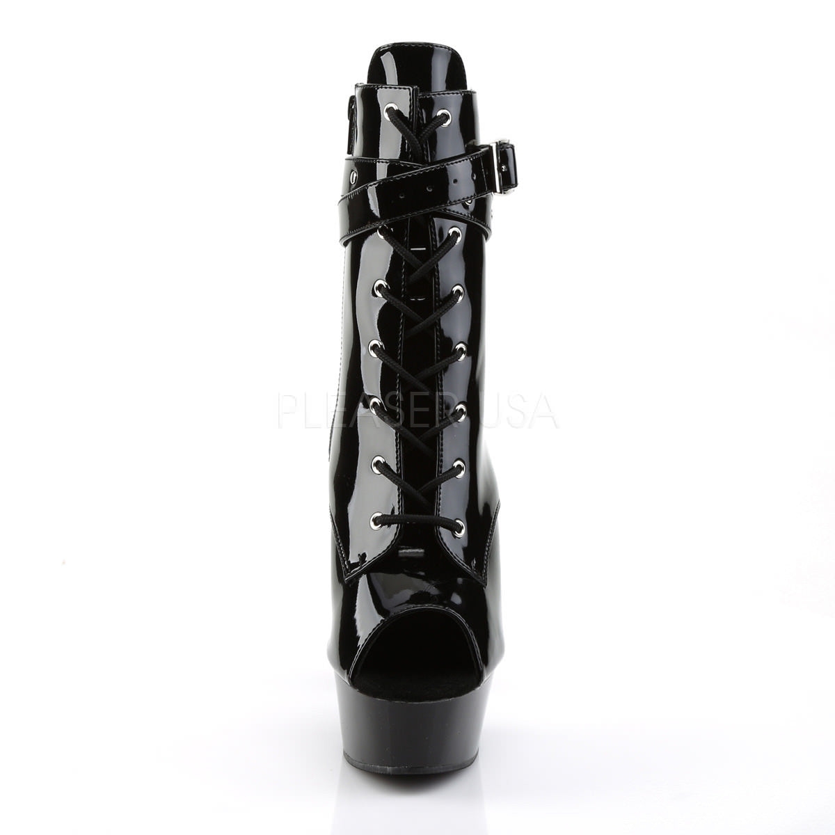 Pleaser DELIGHT-1033 Black Patent Ankle Boots