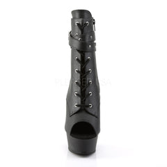 Pleaser DELIGHT-1033 Black Faux Leather Ankle Boots