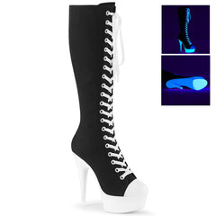6" Heel DELIGHT-2000SK-02 Black Canvas Neon White