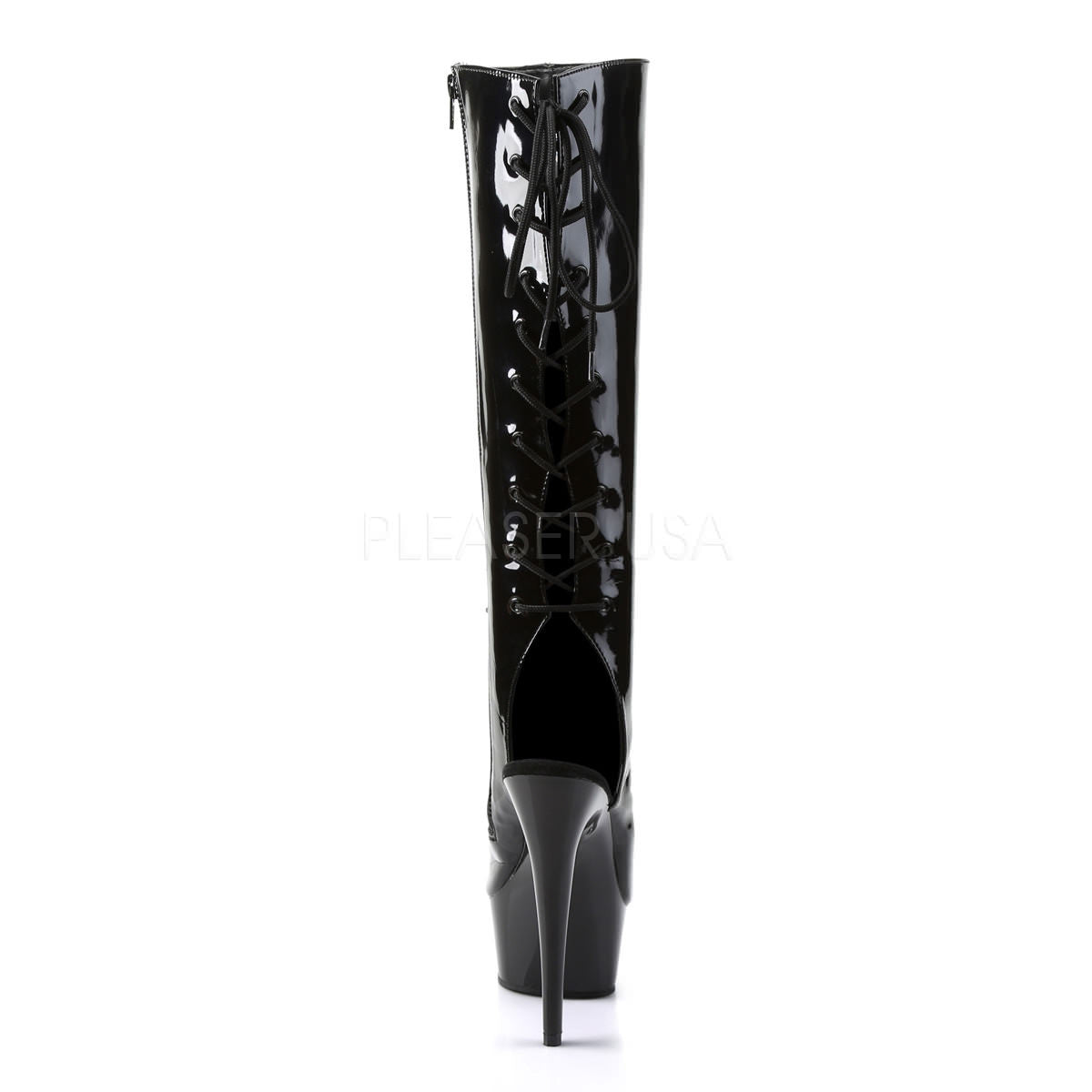 PLEASER DELIGHT-2018 Black Pat Knee High Boots