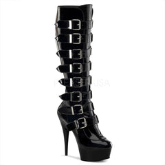 PLEASER DELIGHT-2049 Black Pat Knee High Boots - Shoecup.com