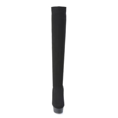 6 Inch Heel DELIGHT-3002-1 Black Stretch Knit Fabric