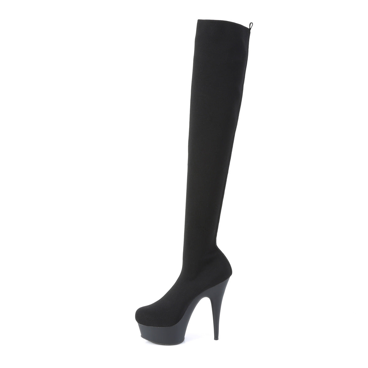 6 Inch Heel DELIGHT-3002-1 Black Stretch Knit Fabric