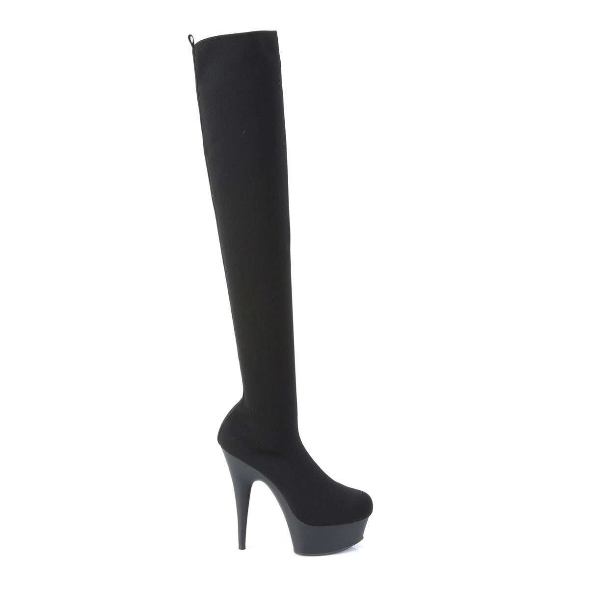 6 Inch Heel DELIGHT-3002-1 Black Stretch Knit Fabric