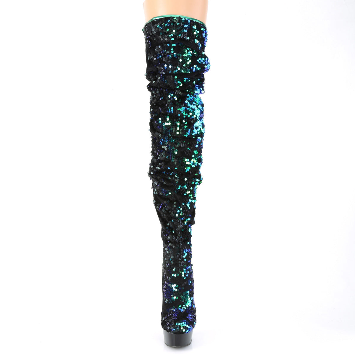 6 Inch Heel DELIGHT-3004 Green Sequins