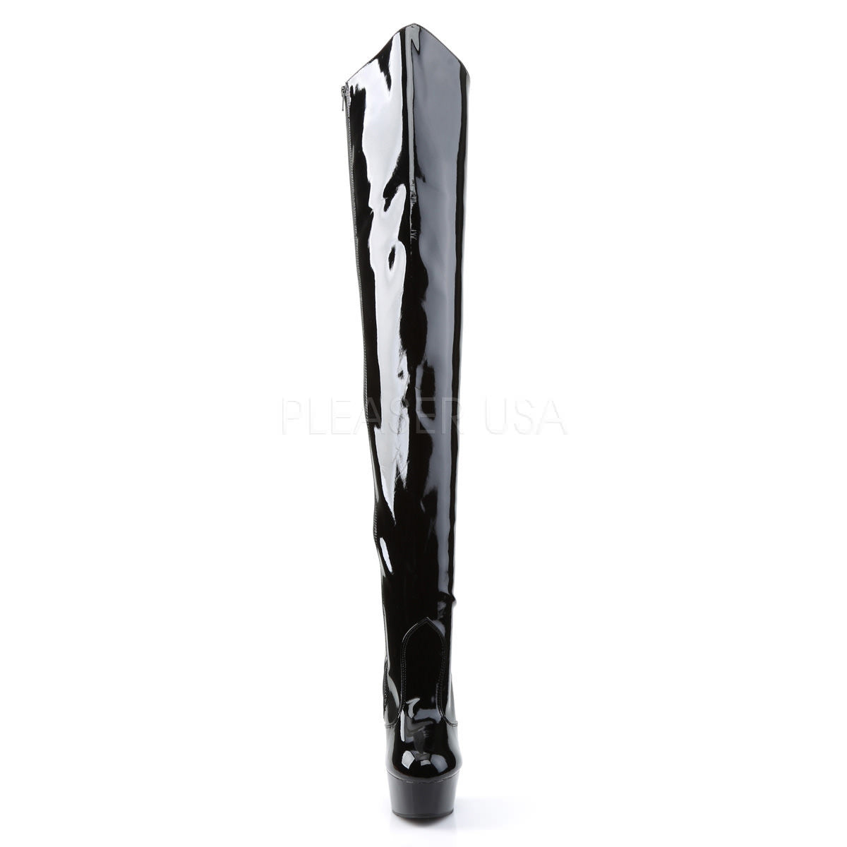 PLEASER DELIGHT-3010 Black Pat Thigh High Boots