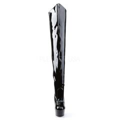 PLEASER DELIGHT-3010 Black Pat Thigh High Boots