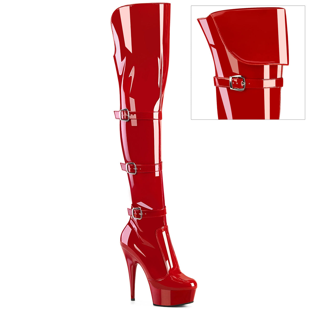 6 Inch Heel DELIGHT-3018 Red Stretch Patent