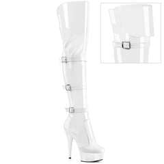 6 Inch Heel DELIGHT-3018 White Stretch Patent
