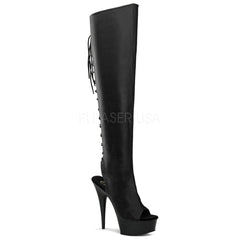 PLEASER DELIGHT-3019 Black Thigh High Boots - Shoecup.com