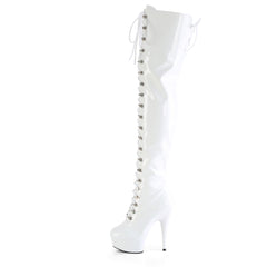 6 Inch Heel DELIGHT-3022 White Stretch Patent