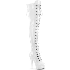 6 Inch Heel DELIGHT-3022 White Stretch Patent