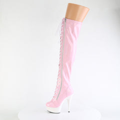 6 Inch Heel DELIGHT-3029 Baby Pink Stretch Holo