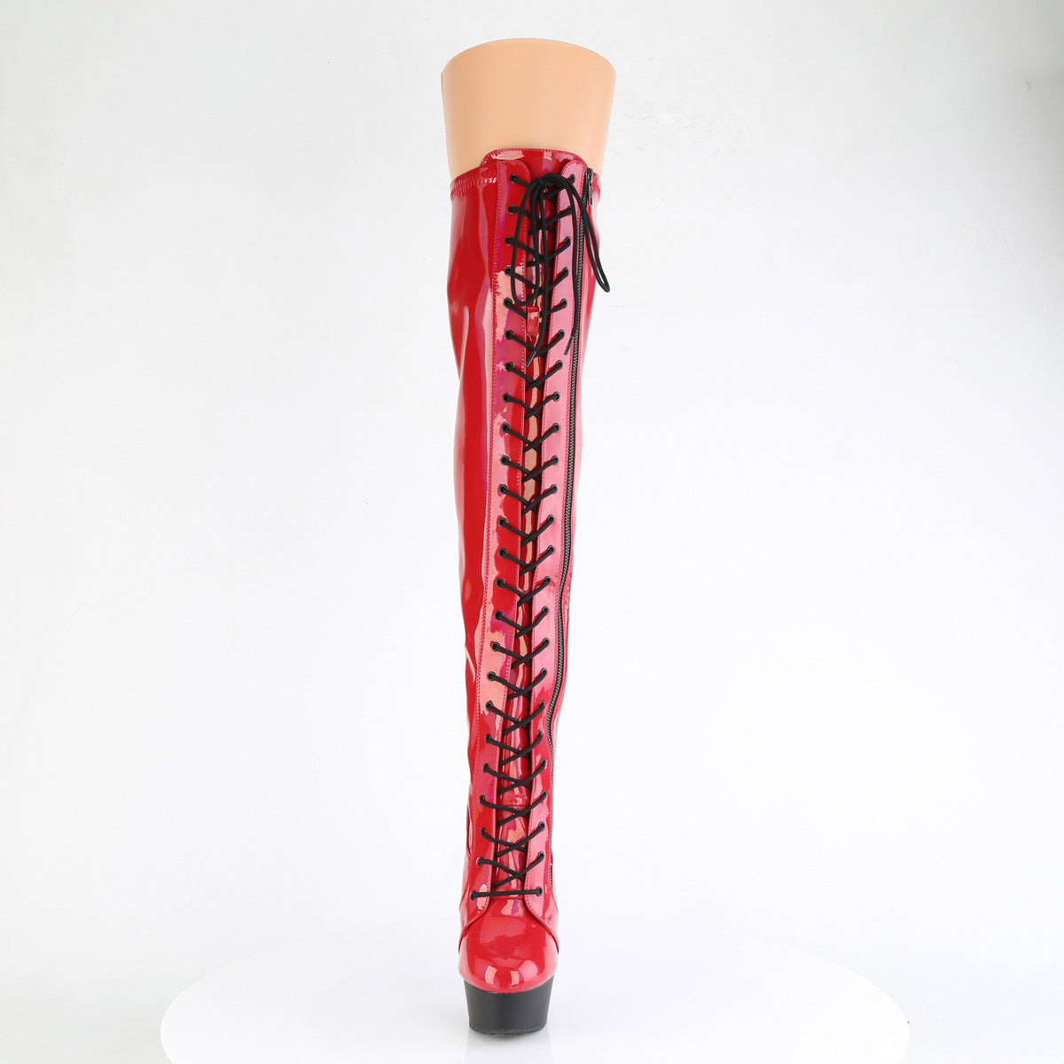 6 Inch Heel DELIGHT-3029 Red Stretch Holo