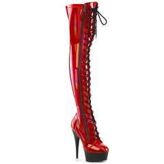 6 Inch Heel DELIGHT-3029 Red Stretch Holo