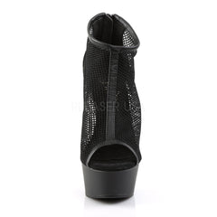 Pleaser DELIGHT-600-12 Black Faux Leather-Fishnet Mesh Boots