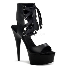 PLEASER DELIGHT-600-14 Black Pu- Black Ankle Boots - Shoecup.com