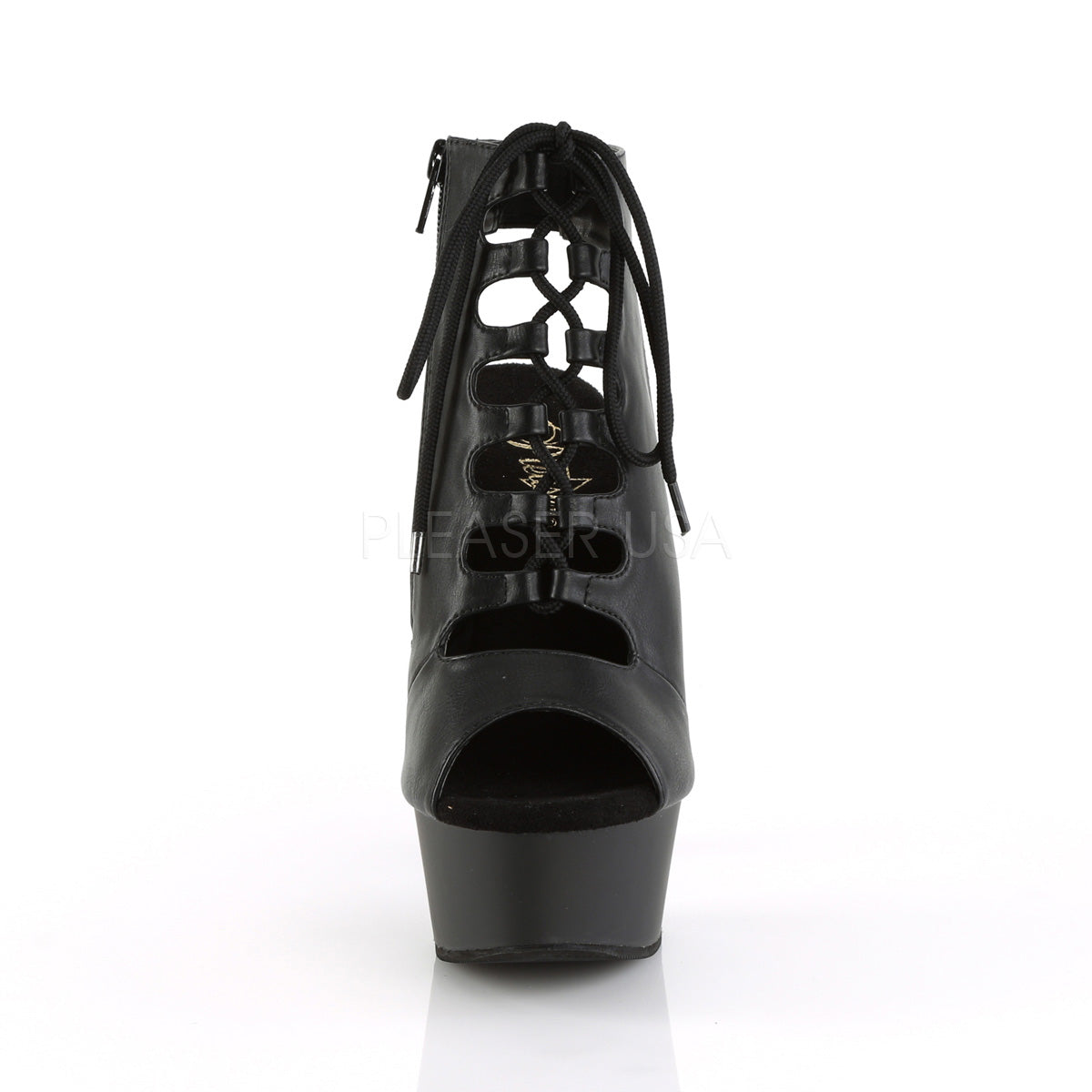 6 Inch Heel DELIGHT-600-20 Black Faux Leather