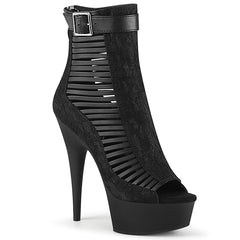 6" Heel DELIGHT-600-27LC Black Pu Black Fabric
