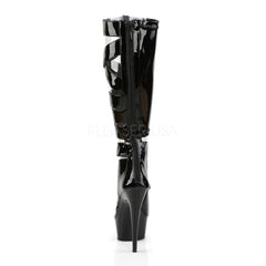 Pleaser DELIGHT-600-49 Black Stretch Patent Gladiator Boots