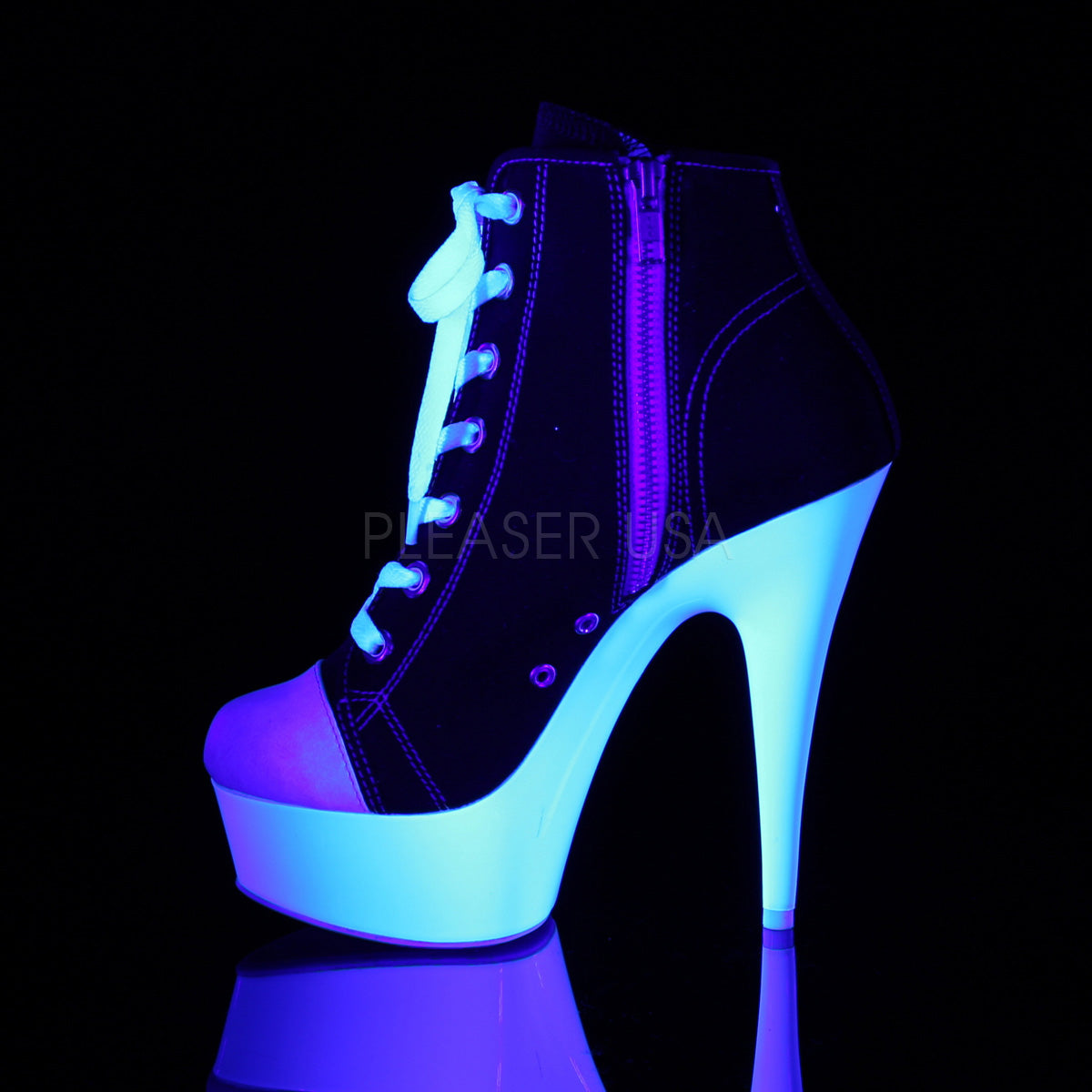 6 Inch Heel DELIGHT-600SK-02 Black Canvas