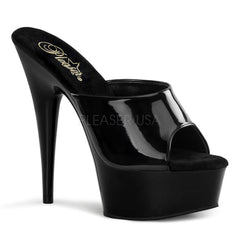 PLEASER DELIGHT-601 Black Pat Stiletto Slides - Shoecup.com