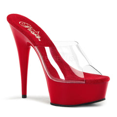 PLEASER DELIGHT-601 Clear-Red Stiletto Slides - Shoecup.com