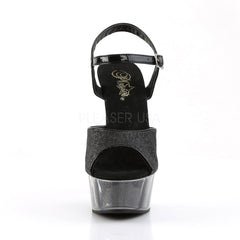 PLEASER DELIGHT-609-5G Black Glitter-Black Glitter Ankle Strap Sandals
