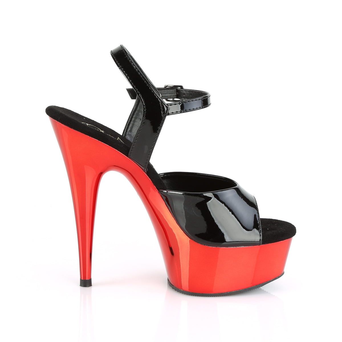 6 Inch Heel DELIGHT-609 Black Pat Red Chrome