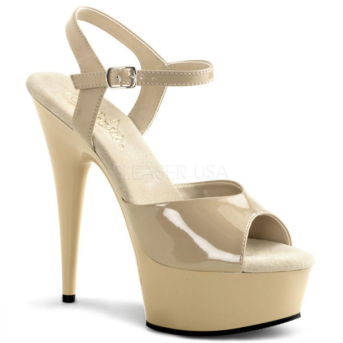 PLEASER DELIGHT-609 Cream-Cream Ankle Strap Sandals - Shoecup.com