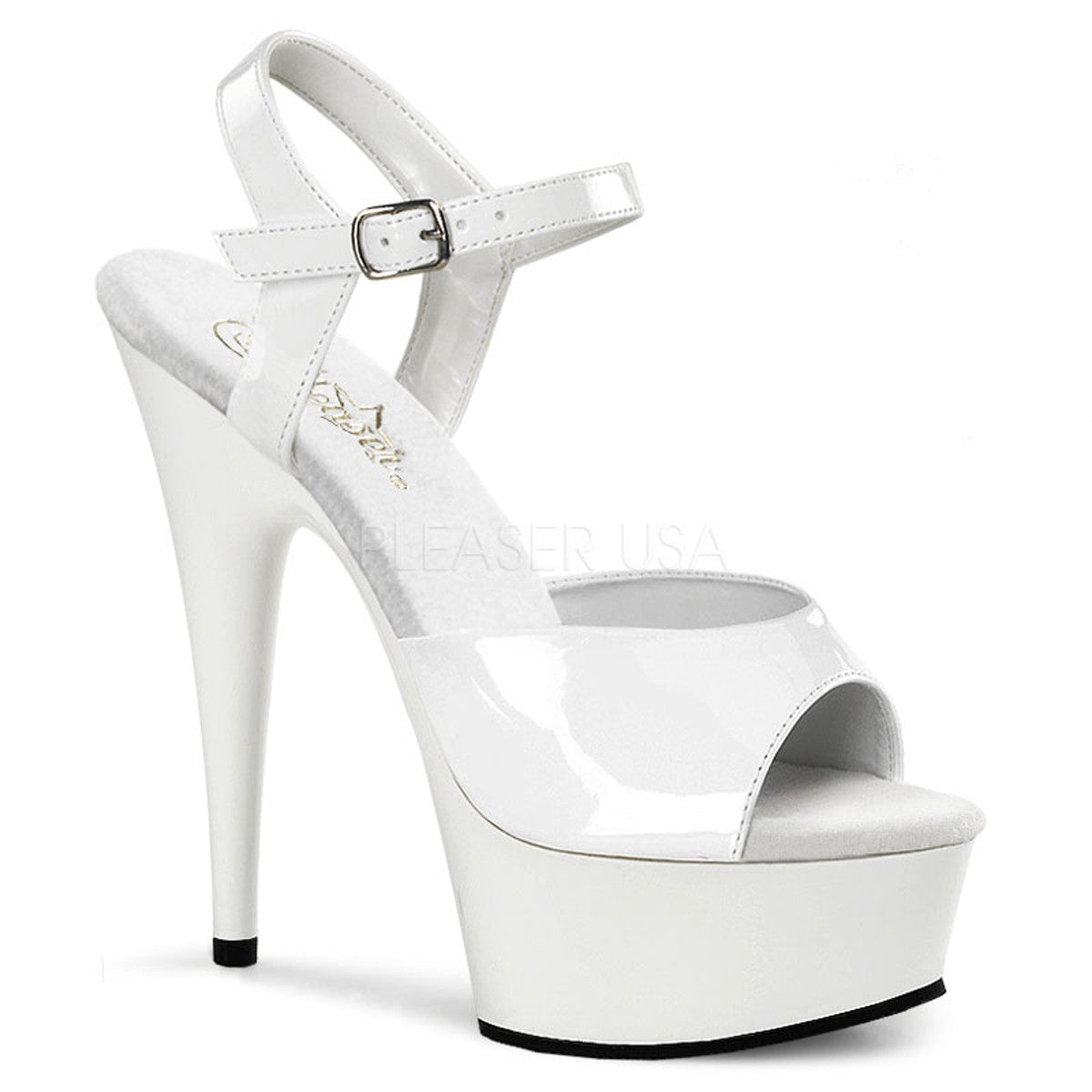 PLEASER DELIGHT-609 White Ankle Strap Sandals - Shoecup.com