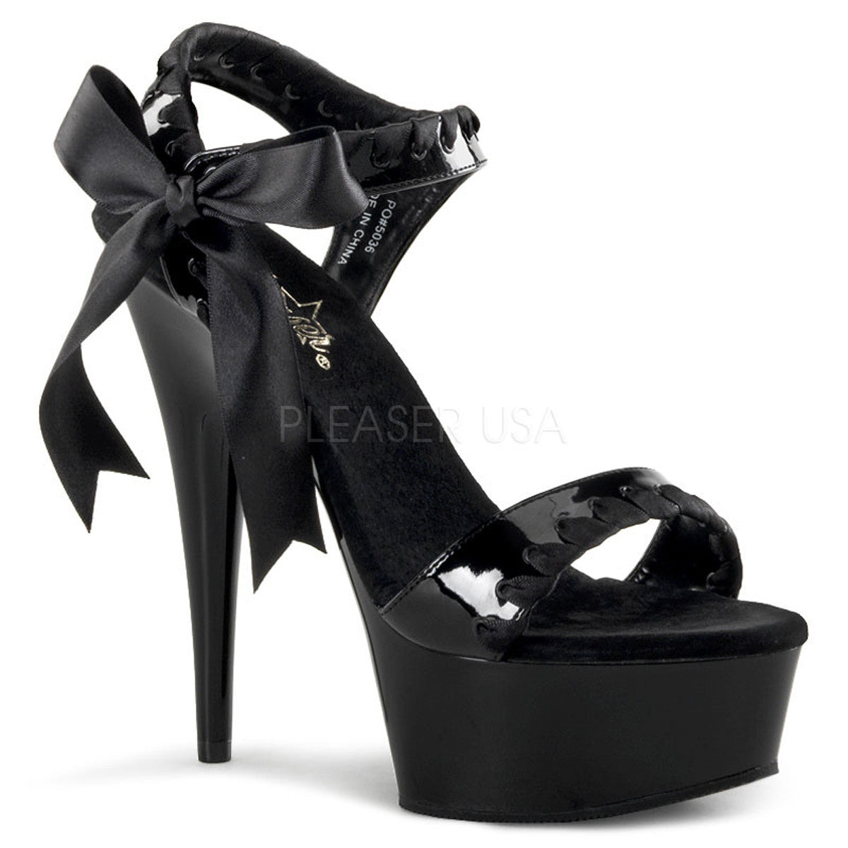 PLEASER DELIGHT-615 Black Ankle Strap Sandals - Shoecup.com