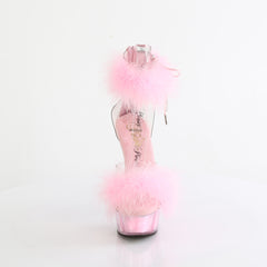 6 Inch Heel DELIGHT-624F Clear Baby Pink Fur
