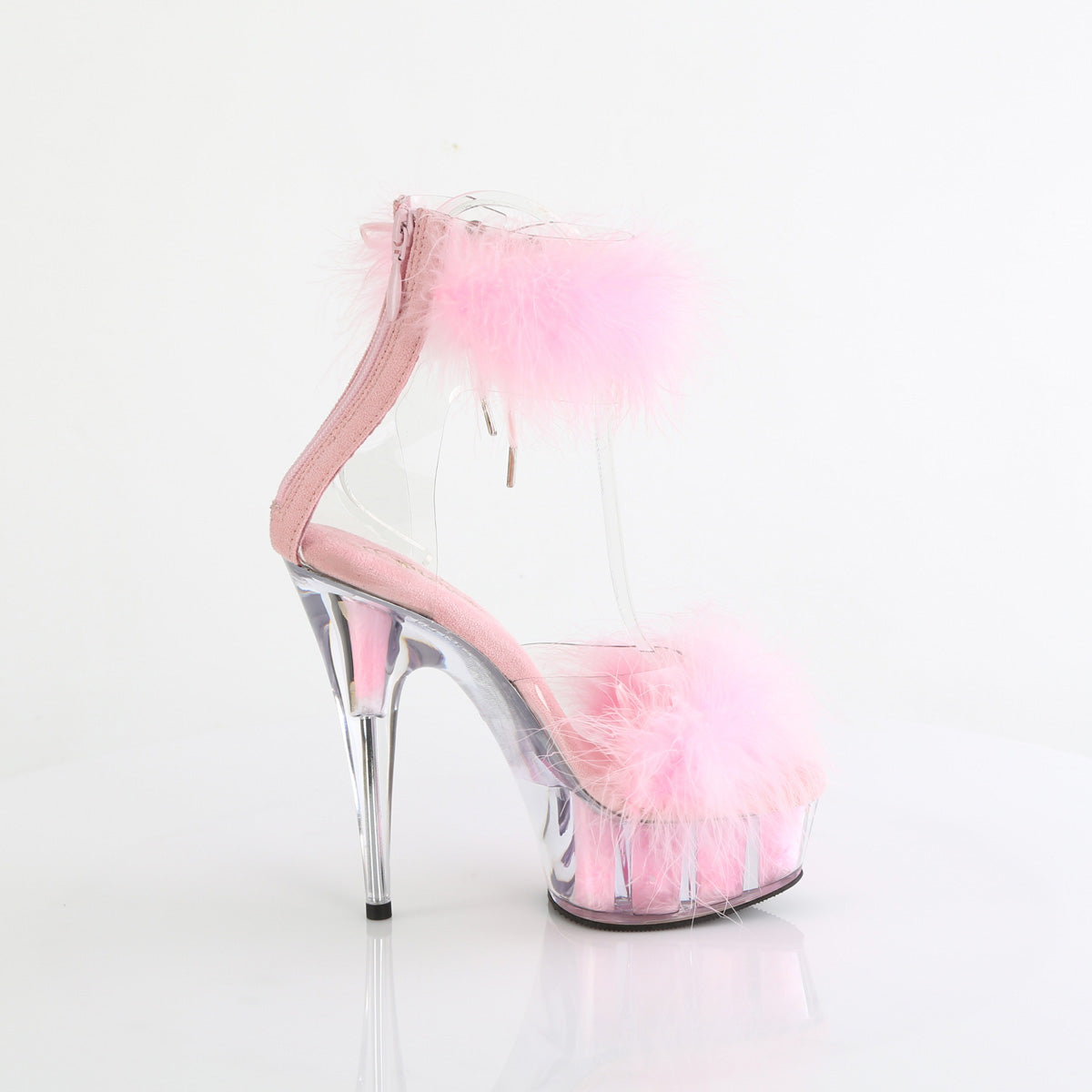 6 Inch Heel DELIGHT-624F Clear Baby Pink Fur
