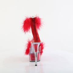 6 Inch Heel DELIGHT-624F Clear Red Fur