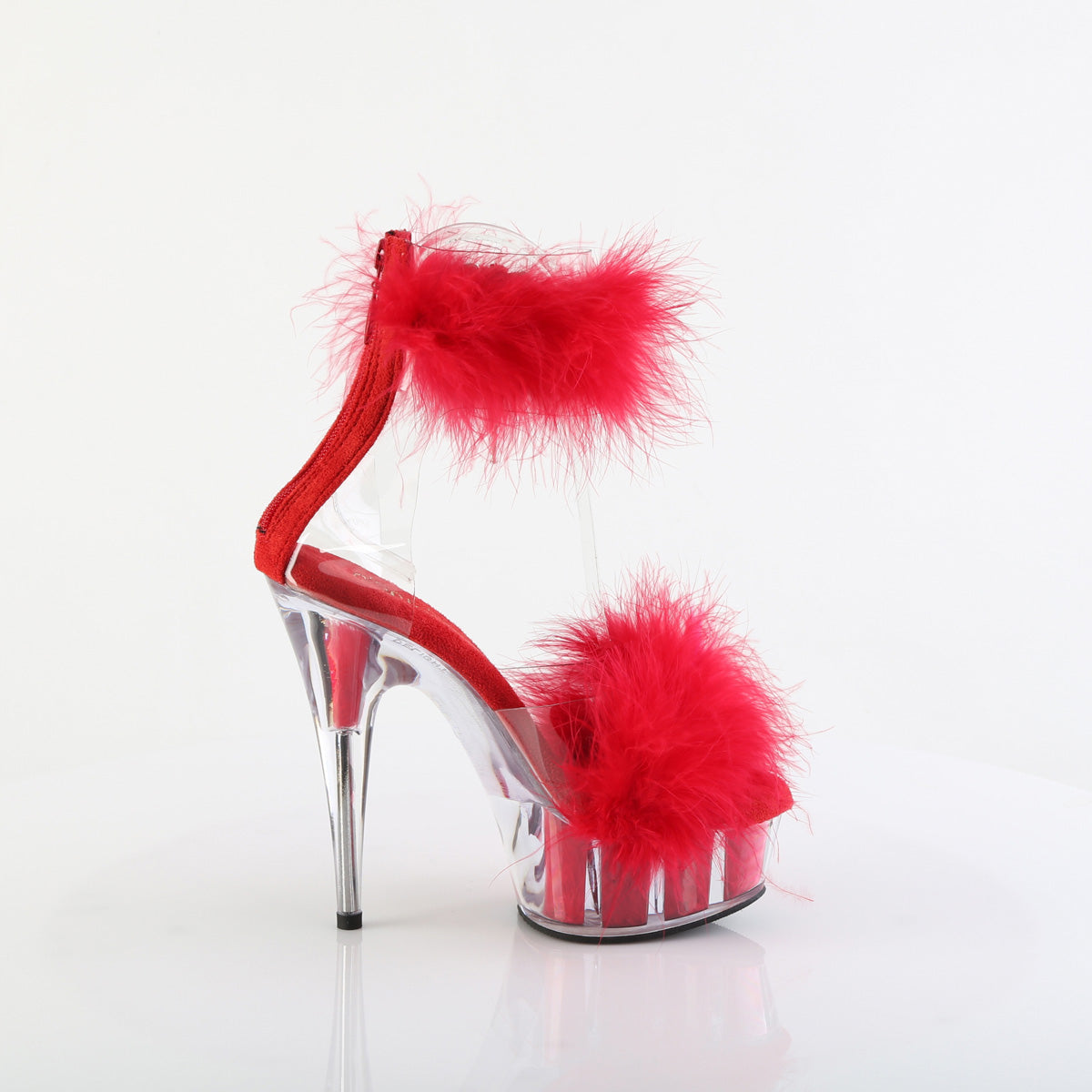 6 Inch Heel DELIGHT-624F Clear Red Fur