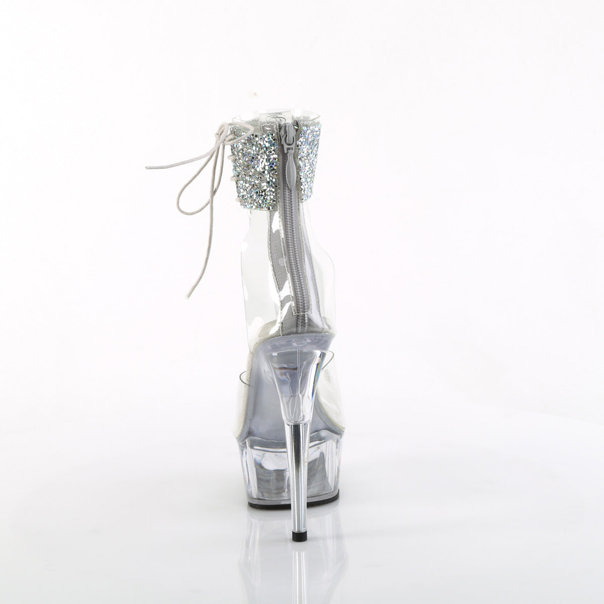 6 Inch Heel DELIGHT-624RS-02 Clear Silver Rhinestone