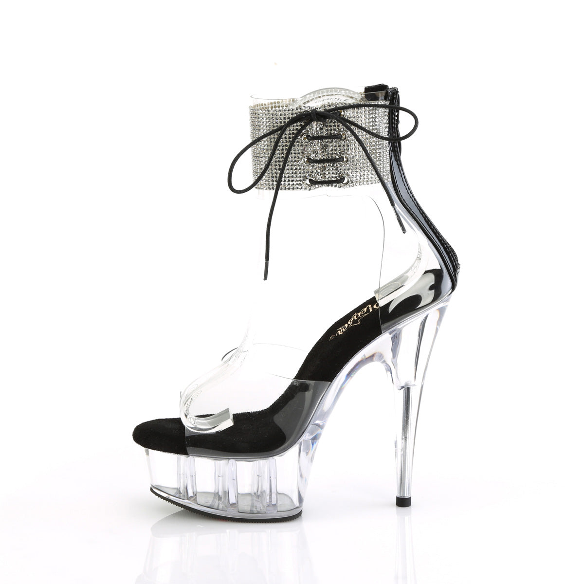 6 Inch Heel DELIGHT-624RS Clear Black Clear