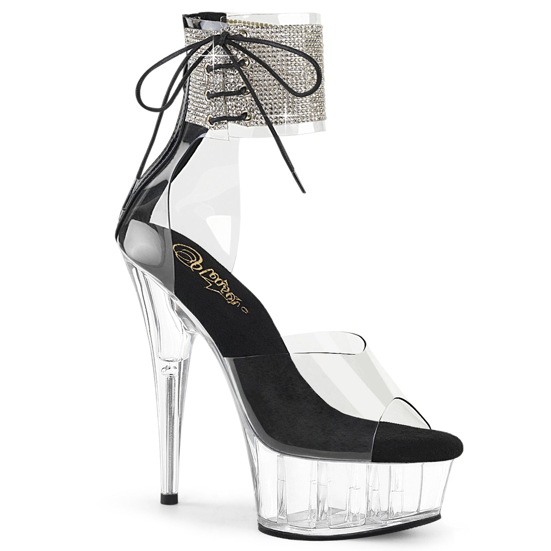 6 Inch Heel DELIGHT-624RS Clear Black Clear