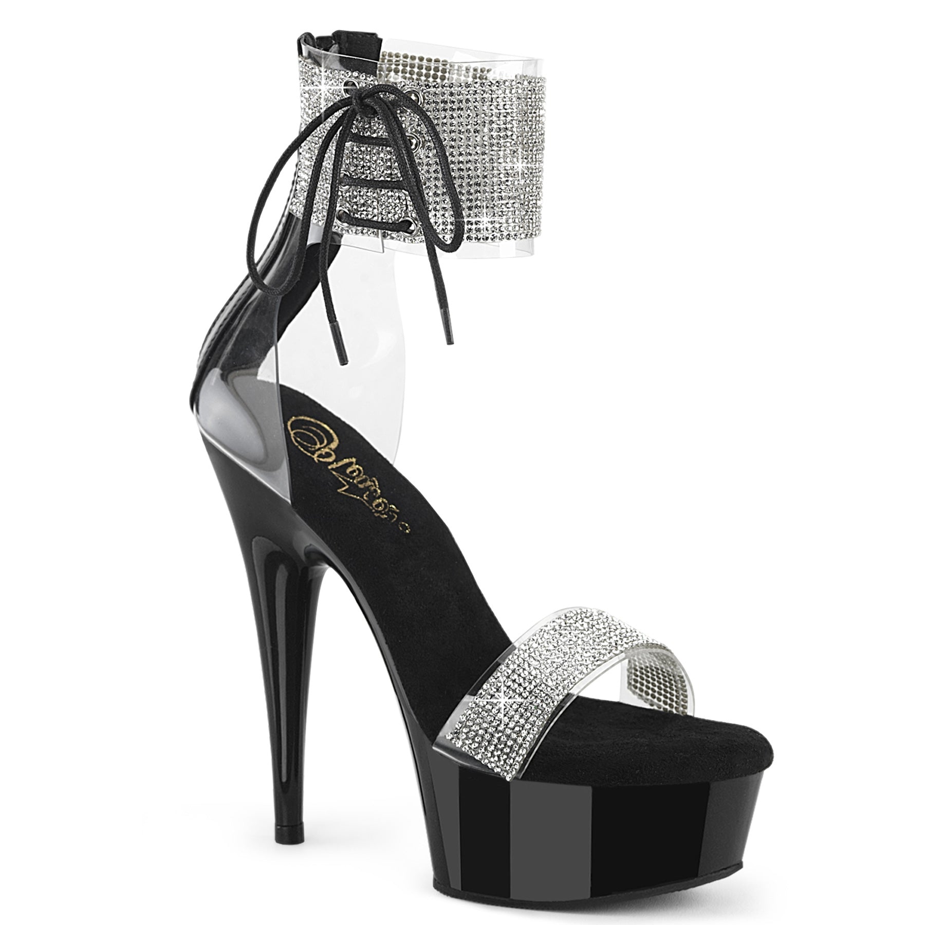 6 Inch Heel DELIGHT-627RS Clear Black