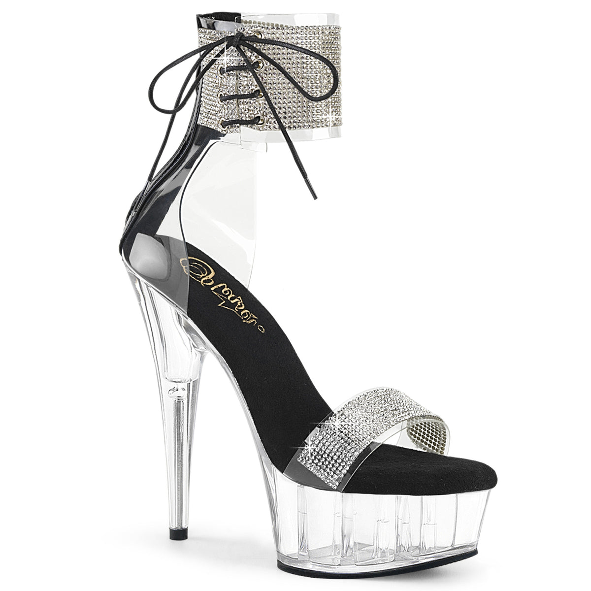 6 Inch Heel DELIGHT-627RS Clear Black Clear